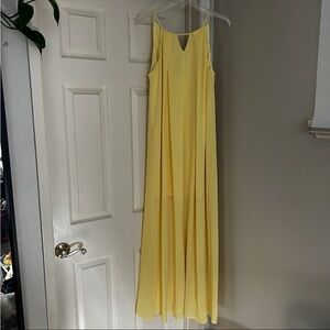 She + Sky Lulus Butter Yellow Women’s Sleeveless Maxi Dress M Silk Blend Tassel
